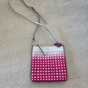 Coach Pink and White Gingham Crossbody Bag